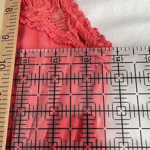 Free People Fiesta dress coral crochet lace bodice flowy asymmetrical hem XS - Picture 7 of 10